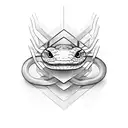 snake wrap on hand and his head is on chest tattoo design idea