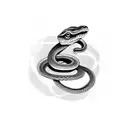snake wrap on hand and his head is on chest tattoo design idea