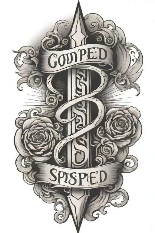 Godspeed written vertically tattoo design idea