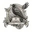 tombstone with crow perched tattoo design idea
