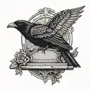 tombstone with crow perched tattoo design idea