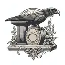 tombstone with crow perched tattoo design idea
