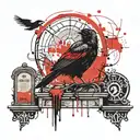 tombstone with words and crow perched tattoo design idea