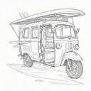 Tuk tuk surf board tattoo design idea