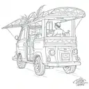 Tuk tuk surf board tattoo design idea