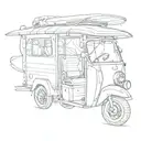 Tuk tuk surf board tattoo design idea