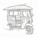 Tuk tuk surf board tattoo design idea