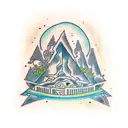 Greek temple with a river of the underworld tattoo design idea