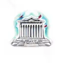 Greek temple with a river of the underworld tattoo design idea