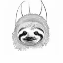 Sloth reaching for purple magical butterfly tattoo design idea