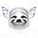 Sloth reaching for purple magical butterfly tattoo design idea