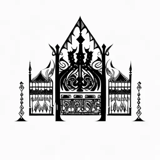 Gothic iron black gate tattoo design idea