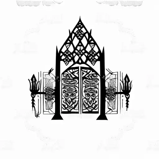 Gothic iron black gate tattoo design idea