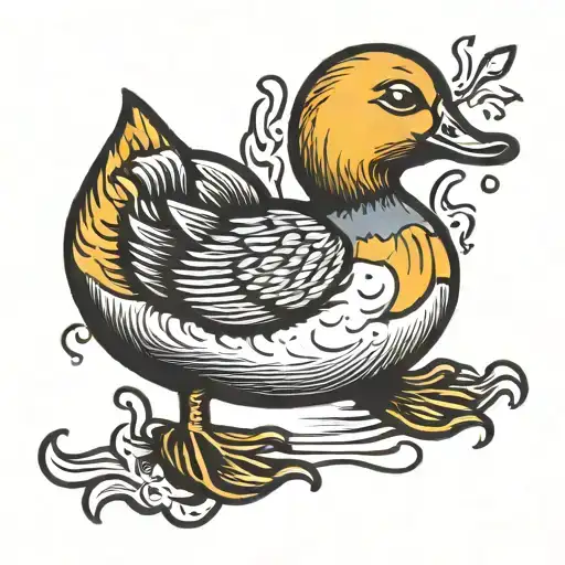 rubber duck with roach in mouth  tattoo design idea