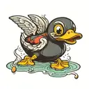 rubber duck with bug in mouth  tattoo design idea
