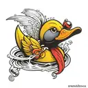 rubber duck with bug in mouth  tattoo design idea