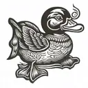 rubber duck with roach in mouth  tattoo design idea