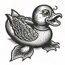 rubber duck with roach in mouth  tattoo design idea
