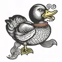 rubber duck with roach in mouth  tattoo design idea