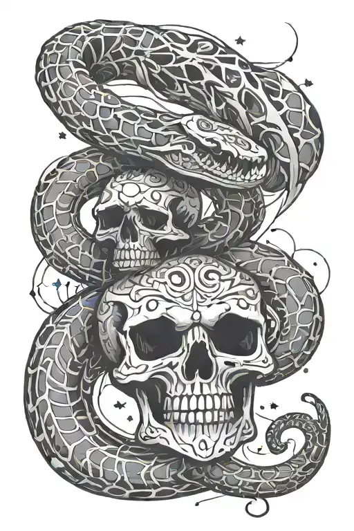 snake skeleton with virgo constellation tattoo design idea
