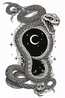 snake skeleton with virgo constellation tattoo design idea