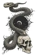 snake skeleton with virgo constellation tattoo design idea