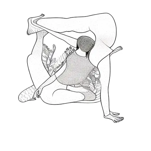 a woman doing a yoga pose tattoo design idea