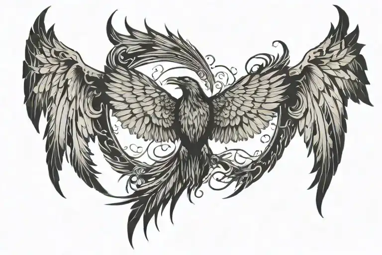 raven spreading his wings angels and demon wings tattoo design idea