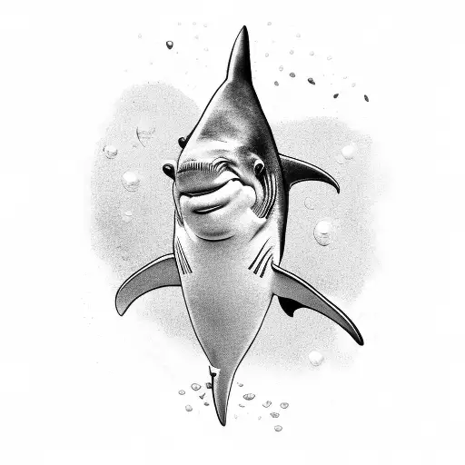 A police officer diving underwater with a shark swimming alongside tattoo design idea