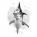 A police officer diving underwater with a shark swimming alongside tattoo design idea