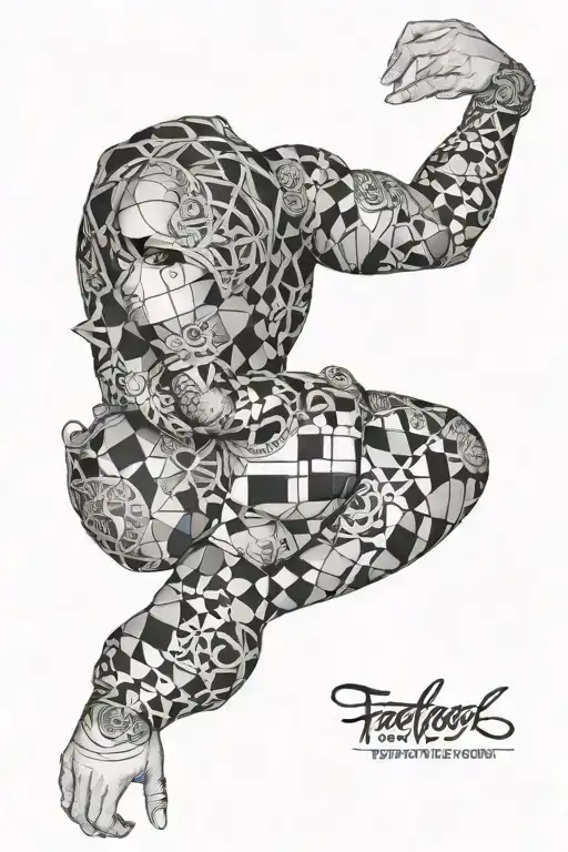 patchwork sleeve tattoo design idea