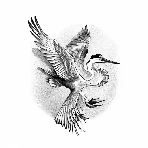 Flying Heron tattoo design idea