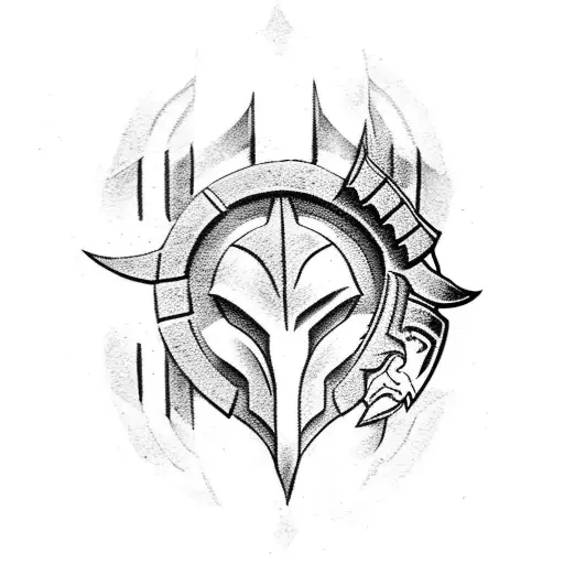 Spartan Helmet Logo. Tribal Tattoo Design. Stencil Vector Illustration  Клипарты, SVG, векторы, и Набор Иллюстраций Без Оплаты Отчислений. Image  173683640