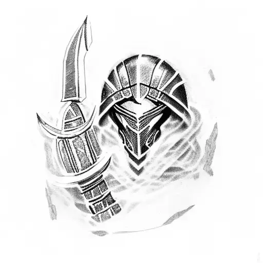 Sketch Spartan Tattoo Idea - BlackInk AI