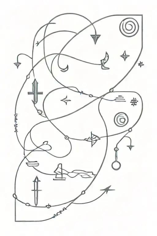 lifeline with events symbols tattoo design idea