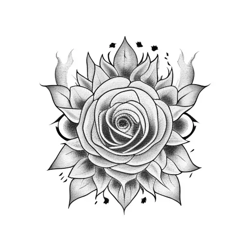 Basic Bitch wrapped around a sunflower, basic in cursive font, bitch in a black metal font type tattoo design idea