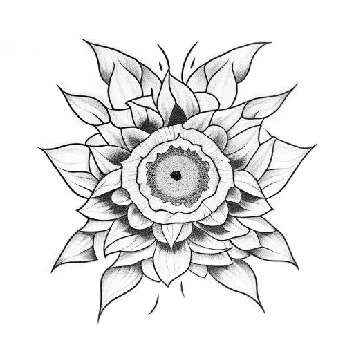 Basic Bitch wrapped around a sunflower, basic in cursive font, bitch in a black metal font type tattoo design idea