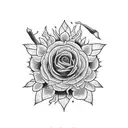 Basic Bitch wrapped around a sunflower, basic in cursive font, bitch in a black metal font type tattoo design idea