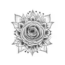 Basic Bitch wrapped around a sunflower, basic in cursive font, bitch in a black metal font type tattoo design idea