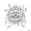 Basic Bitch wrapped around a sunflower, basic in cursive font, bitch in a black metal font type tattoo design idea