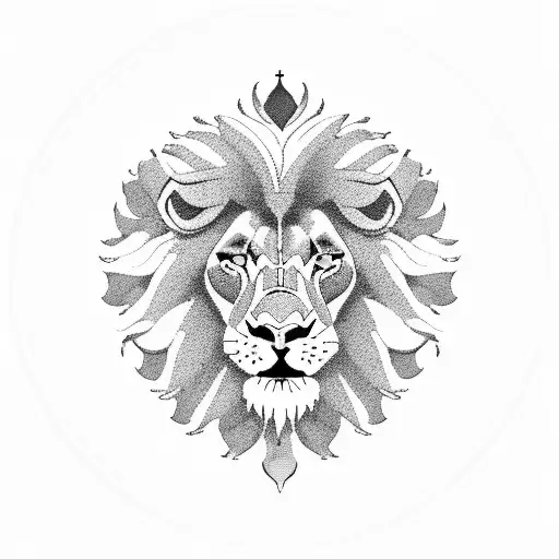 British lion with Boucle d'Oreille and maple leaf tattoo design idea