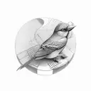 bird with a scroll with quote written in the scroll "in union there is strength" tattoo design idea
