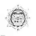 tartaruga um  cacto boneco Daruma  tattoo design idea