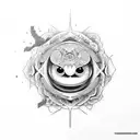 tartaruga um  cacto boneco Daruma  tattoo design idea