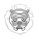 tartaruga com cacto e Daruma tattoo design idea