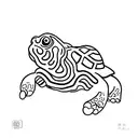 tartaruga com cacto e Daruma tattoo design idea