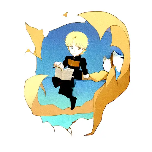 The little prince character with the fox in the little prince bookwith a cracked wall in the background tattoo design idea