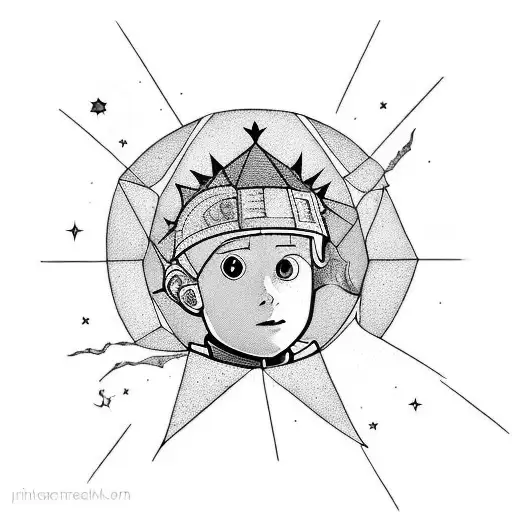 The little prince with a cracked wall in the background tattoo design idea