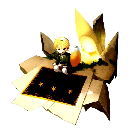 The little prince character with the fox in the little prince bookwith a cracked wall in the background tattoo design idea