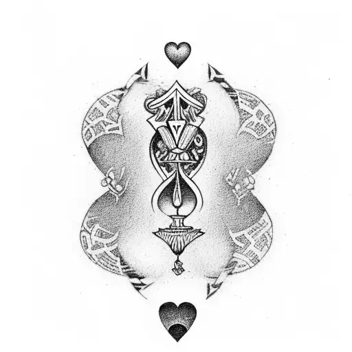 ace of hearts with the word Aribella coming from the A tattoo design idea